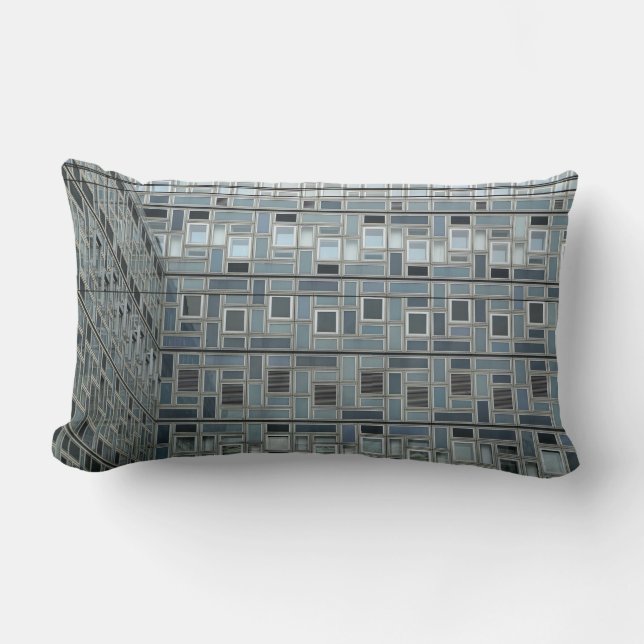 Grey wall paint building lumbar pillow (Front)