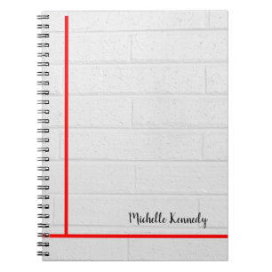 Grey Wall Red Lines Minimalist Professional Modern Notebook