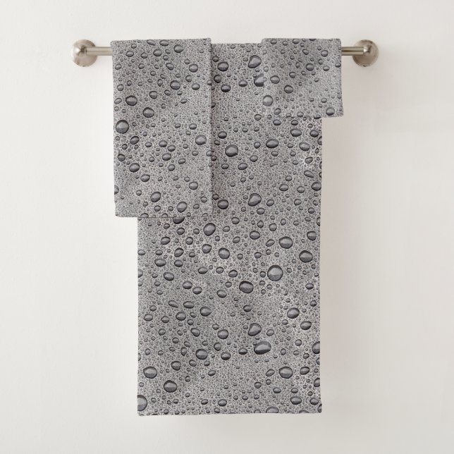 Grey water droplets bath towel set (Insitu)
