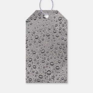Grey water droplets gift tags