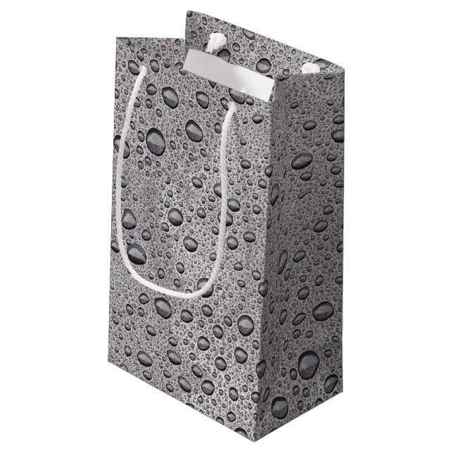 Grey water droplets small gift bag (Back Angled)