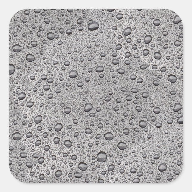 Grey water droplets square sticker (Front)