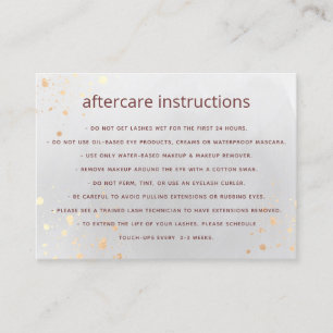 Grey Watercolor AfterCare for Lash Extensions Bus Business Card