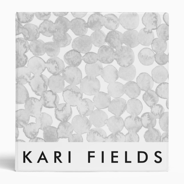 Grey watercolor dots grey circle painted pattern binder (Front)