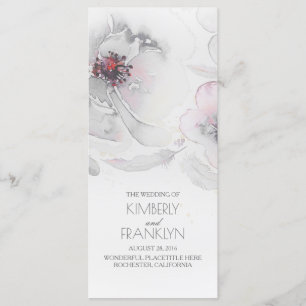 Grey Watercolor Flowers Boho Wedding Programs