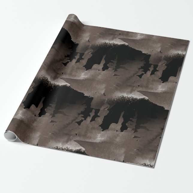 Grey Watercolor Forest Trees Wrapping Paper (Unrolled)