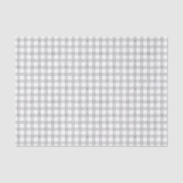 Grey Watercolor Gingham Tissue Paper (Front)