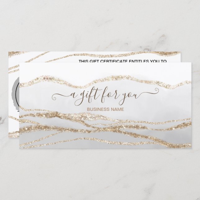Grey watercolor gold logo gift certificate (Front/Back)