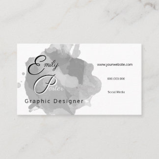 Grey Watercolor Modern Business Card