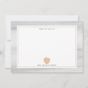 Grey Watercolor Peach Apple Teacher Card