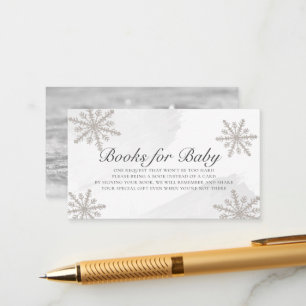 Grey Watercolor Silver Snowflakes Book Request Enclosure Card