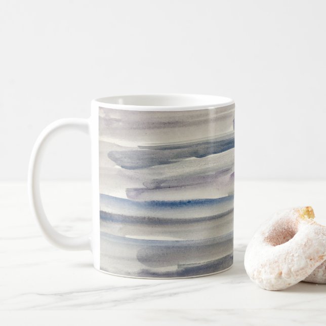 Grey Watercolor Texture Abstract Painting Coffee Mug (With Donut)