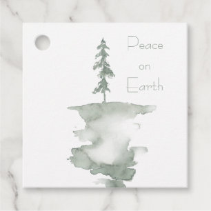 Grey Watercolor Winter Scene Favour Tags