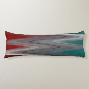 Grey waves on burgundy teal body pillow