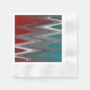 Grey waves on burgundy teal napkin