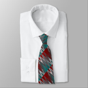 Grey waves on burgundy teal tie