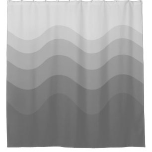 Grey Wavey Stripe Modern Shower Curtain