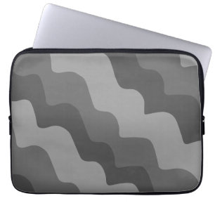 Grey wavy ocean waves gradient  laptop sleeve