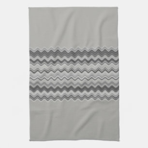 Grey Wavy Zigzag Pattern Kitchen Towel