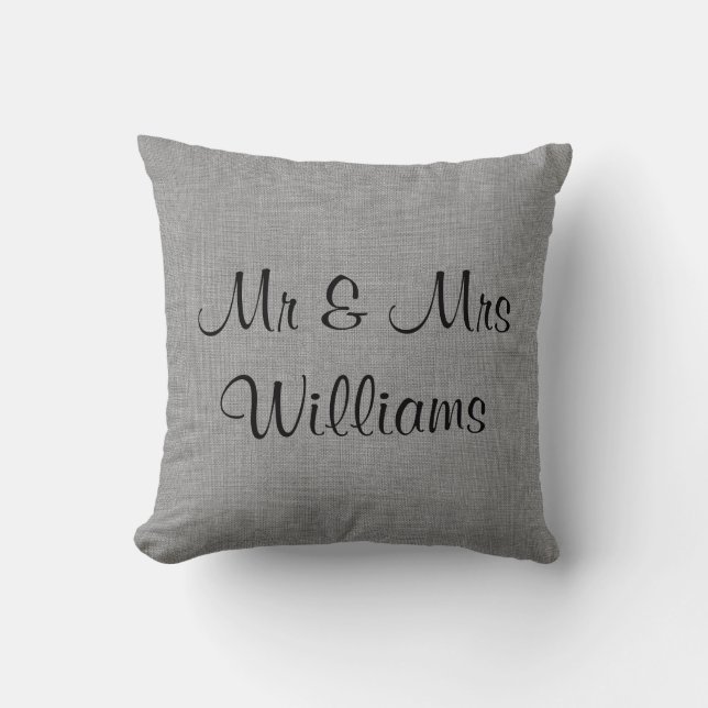 Grey "We Did" Monogrammed Pillow (Front)