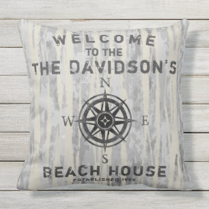 Grey Weathered Wood Outdoor Pillow