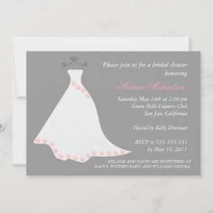 Grey Wedding Gown Bridal Shower Invitation