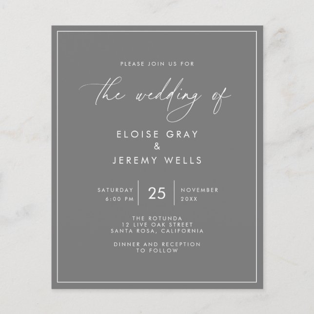 Grey Wedding Invitation (Front)
