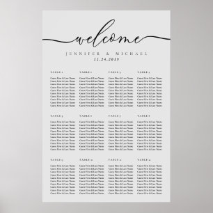 Grey Wedding Minimal modern welcome table numbers Poster