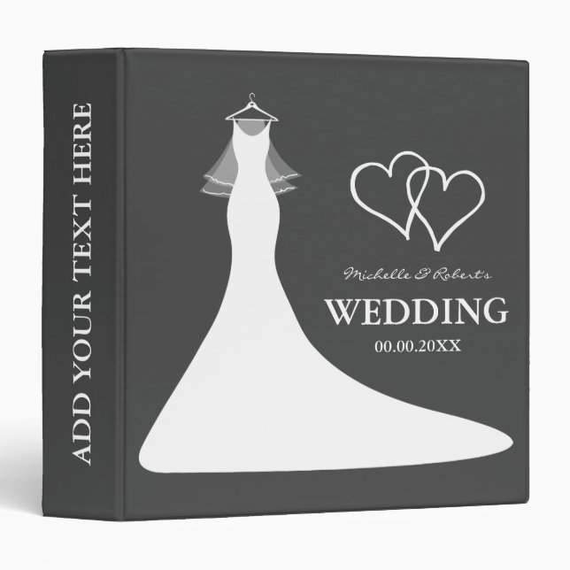 Grey wedding planner binder keepsake photo album (Front/Spine)