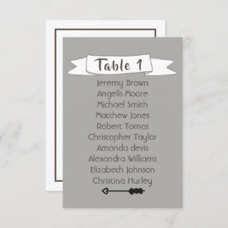 Grey wedding seating chart. invitation