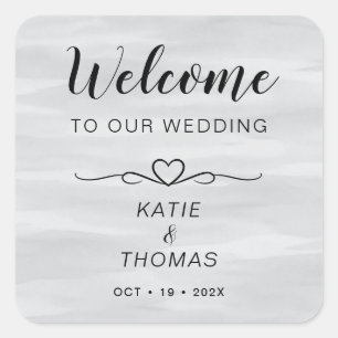 Grey Wedding Welcome Bag Stickers Personalized