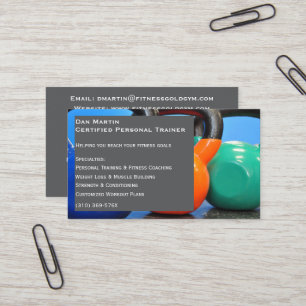 Grey Weights Gym Personal Trainer Fitness Centre Business Card