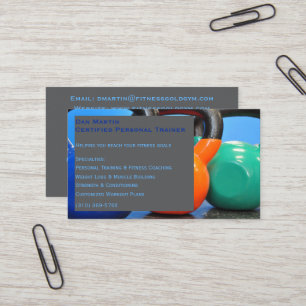 Grey Weights Gym Personal Trainer Fitness Centre Business Card
