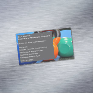 Grey Weights Gym Personal Trainer Fitness Centre Magnetic Business Card