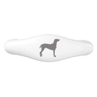 Grey Weimaraner Silhouettes on White Background Ceramic Drawer Pull