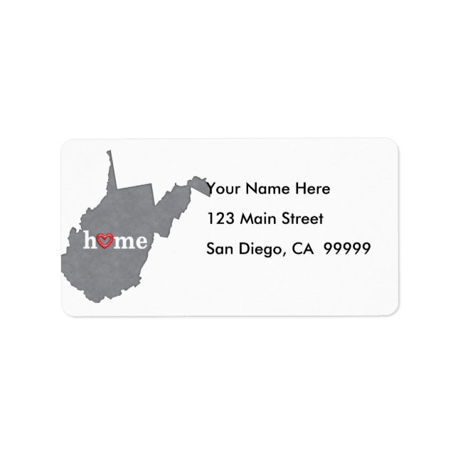 Grey WEST VIRGINIA Home & Open Heart Label (Front)