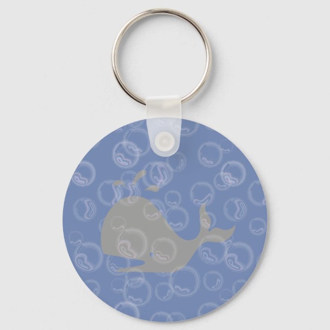 Grey Whale and Bubbles animated Keychain (Front)