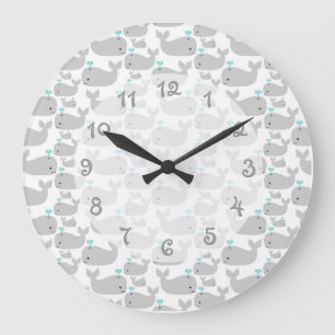 Grey Whale Nursery Large Clock