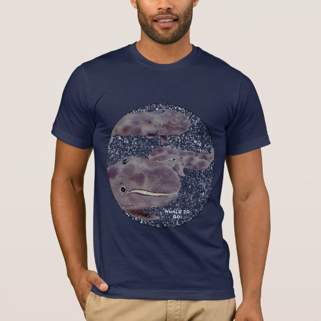 Grey Whales in Space T Shirt -Customize text (Front)