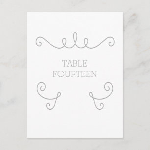 Grey Whimsical Flourish Table Number Postcard