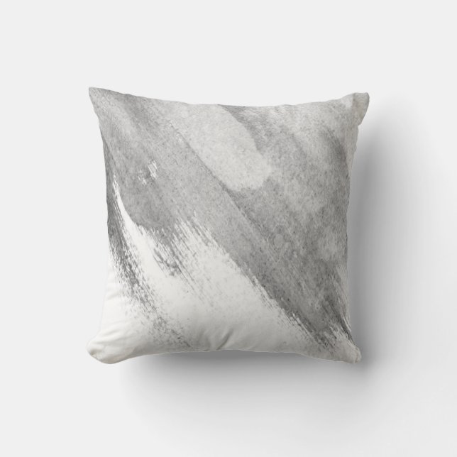 Grey/White Abstract Decor Pillow (Front)