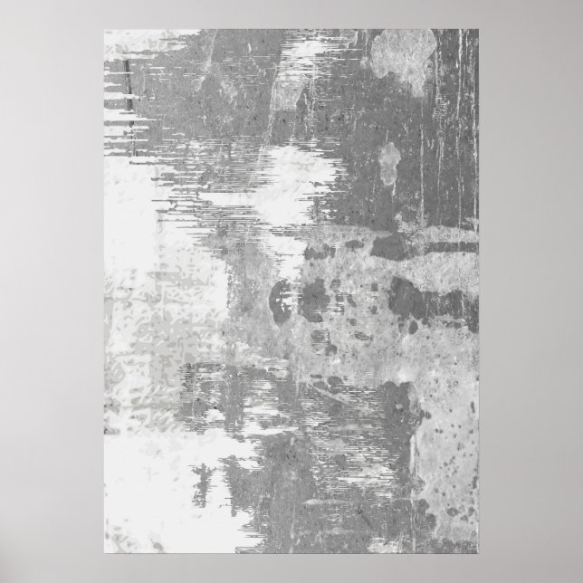 Grey & White Abstract Pattern Wall Art Poster (Front)