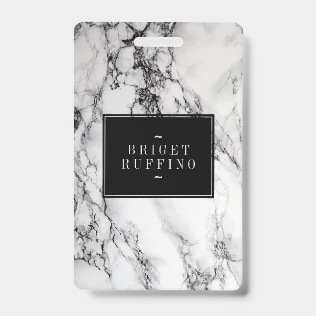 Grey White And Black Marble Stone  Pattern Badge (Front)