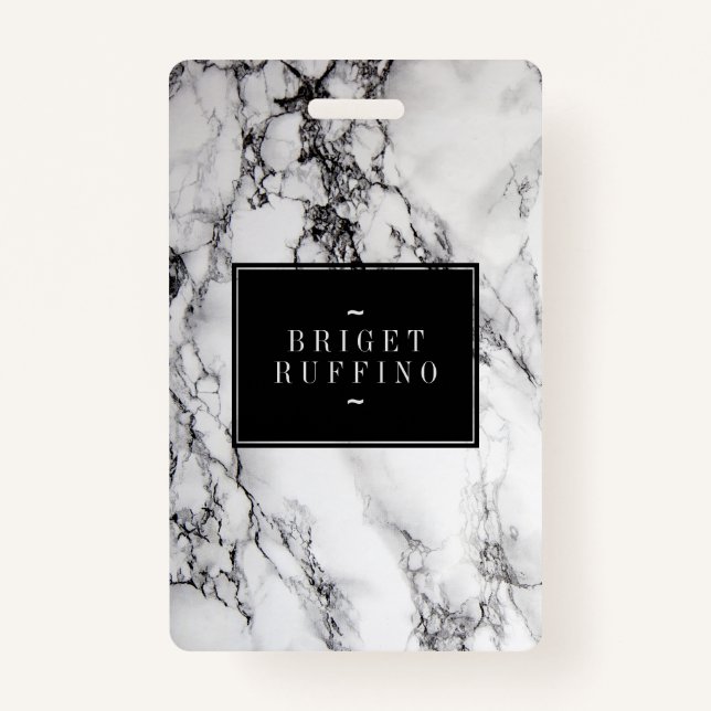 Grey White And Black Marble Stone  Pattern Badge (Back)