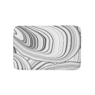 Grey, White and Black Modern Abstract Seashells Bath Mat