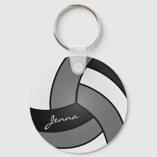 Grey, White and Black Volleyball Keychain
