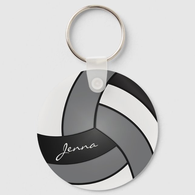 Grey, White and Black Volleyball Keychain (Front)