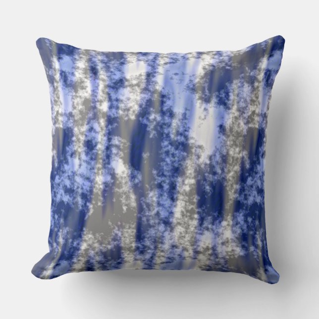 grey, White and blue abstract Throw Pillow (Front)