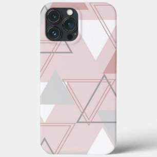Grey, white and pink triangles iPhone 13 pro max case