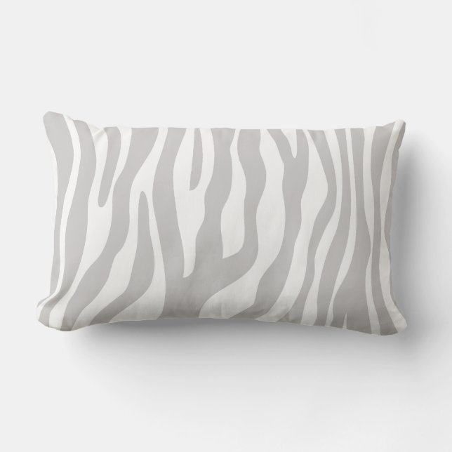 Grey & White Animal Print Pattern Lumbar Pillow (Front)
